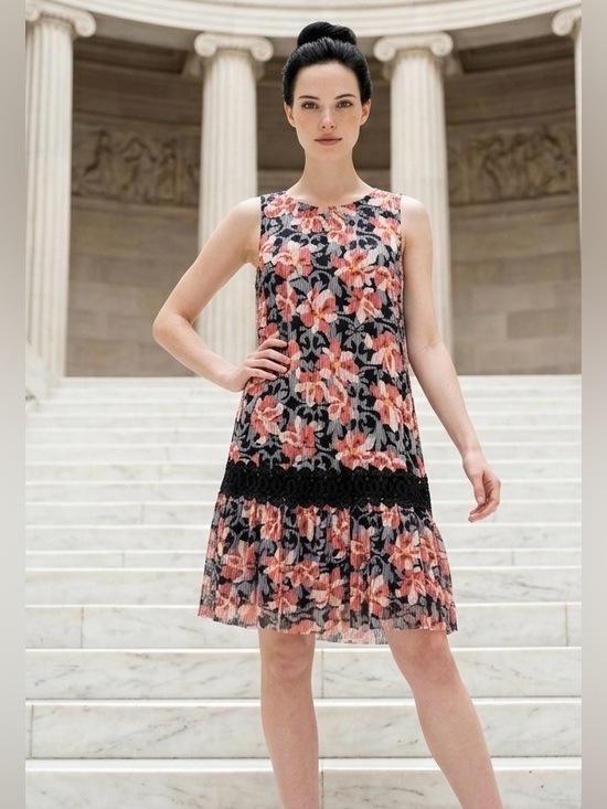 LOFT Dresses & Skirts - LOFT Black and Red Floral Patterned Dress Size 6P